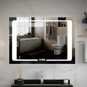 Oglinda LED și touch cu funcție de dezaburire și ceas 90x60 cm Smack, EVDJ16