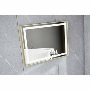 Oglinda LED cu touch, functie de dezaburire si rama bronz antichizat 80x60cm Elit's  ESNJ07