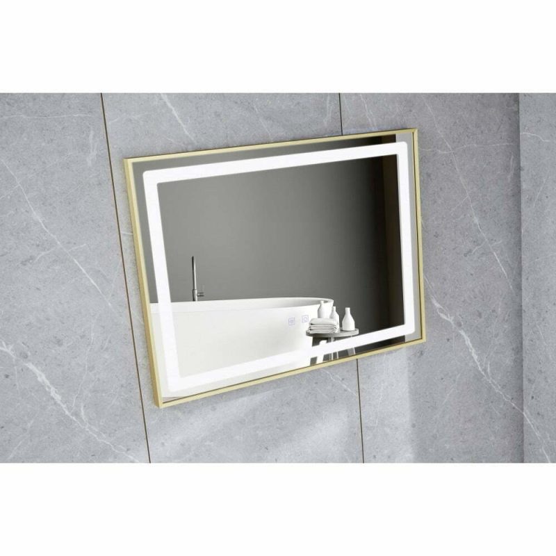 Oglinda LED cu touch, functie de dezaburire si rama bronz antichizat 80x60cm Elit's  ESNJ07