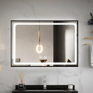 Oglinda LED Elit's EsnJ11 cu ramă de aluminiu negru mat