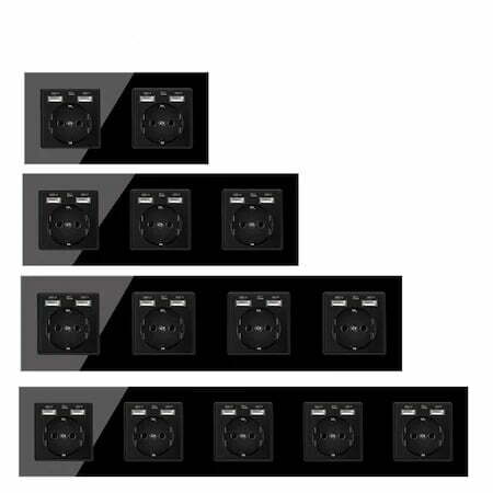 Priza dubla Elit'S cu doua porturi usb 2.1 A ,Rama sticla,16A/250v/IP20 ,Protectie copii,8911Fkb