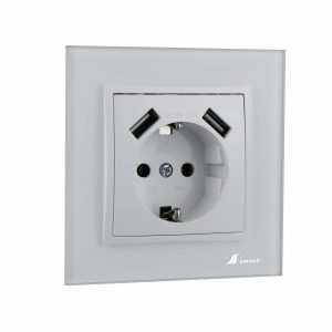 Priza Rama Sticla Elit'S, 2 X Slot Usb,Protectie Ip20,SF8810FKW,Alb