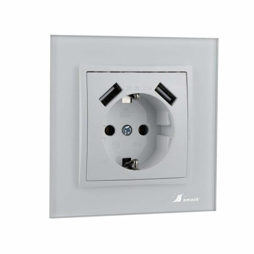 Priza Rama Sticla Elit'S, 2 X Slot Usb,Protectie Ip20,SF8810FKW,Alb
