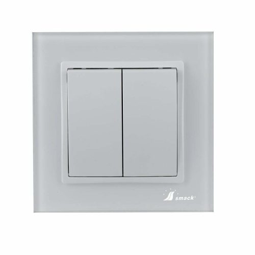 Intrerupator Dublu Elit'S, Rama Sticla,10A,IP20, Sf8002 fkw,Rama Sticla, Alb