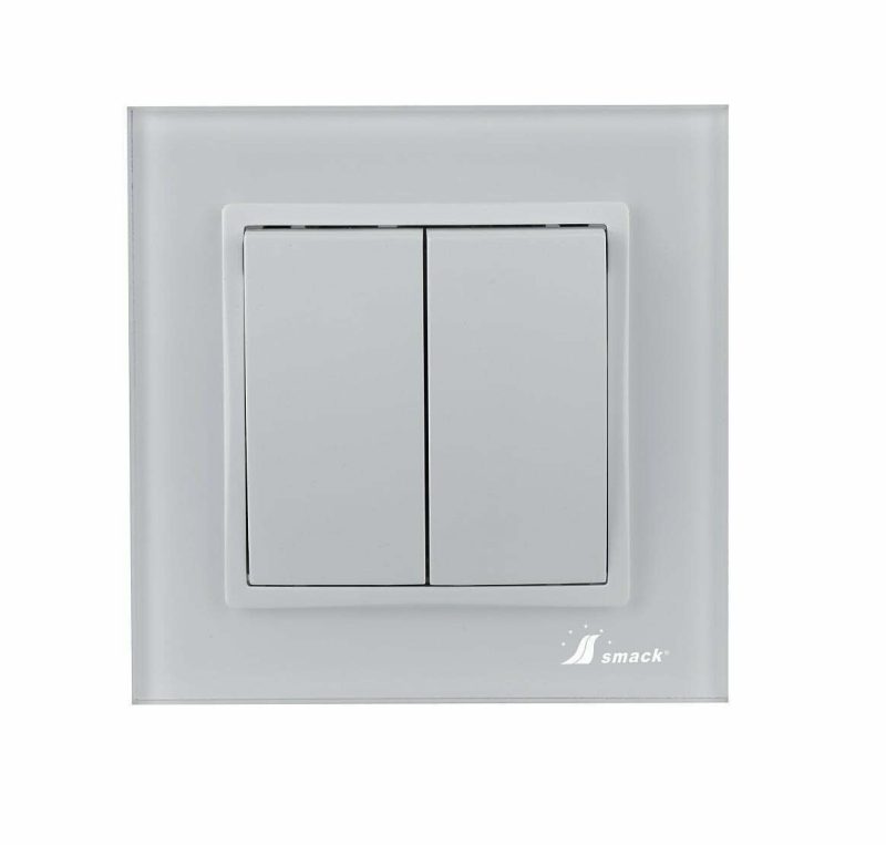 V7A6594.jpg Intrerupator Dublu Elit'S, Rama Sticla,10A,IP20, Sf8002 fkw,Rama Sticla, Alb