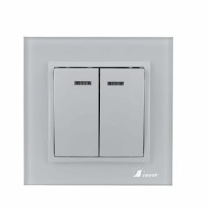 V7A6631.jpg Intrerupator Dublu Cu Led Elit's , 10A,Sf 8102fkw, Rama Sticla, Alb