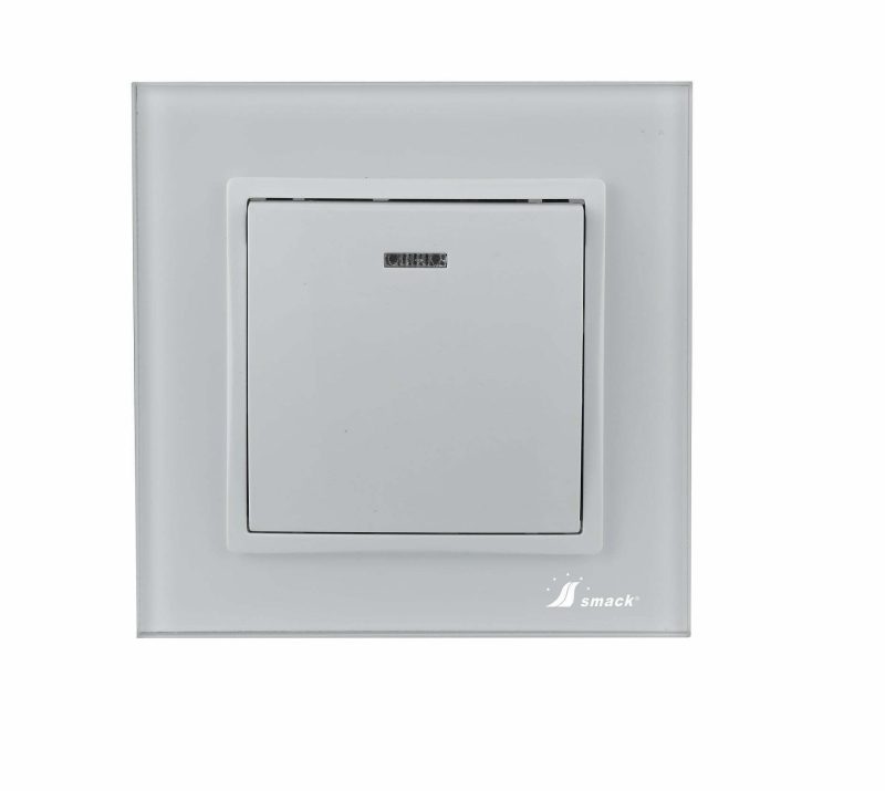 Intrerupator Simplu Cu Led Elit's 10A,Sf8101 fkw.Rama Sticla,Alb