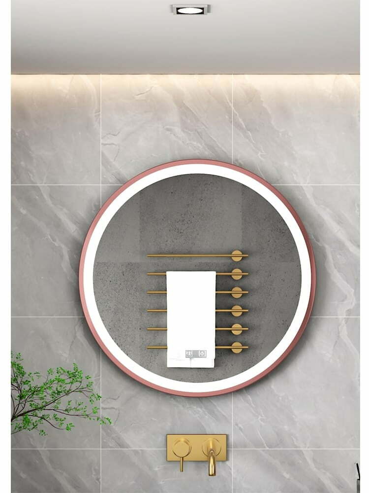 Oglinda LED rotundă de 70cm cu ramă Rose Gold - Elit's Model ESN06