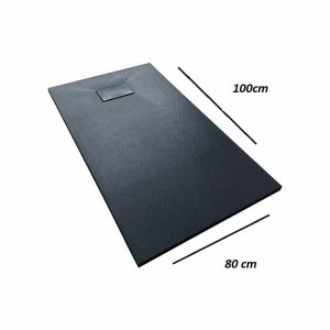 Cadita Baie Din Compozit , Smack , 100x80 cm, cu Sifon,Negru