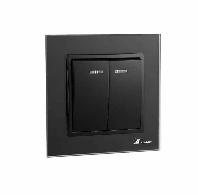 Intrerupator Dublu Elit's ,Rama Sticla,10A,IP20,Sf8102 fkb
