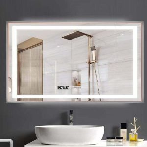 j2820rose.jpg Oglinda Led Si Ceas, Dezaburire,Elit's EsnJ28, Rama Rose Gold,100x65 cm