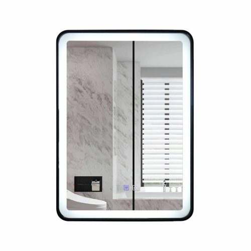 Oglinda Baie Cu Led, 50x70 Cm, Functie Dezaburire, Elit's ESN35, Rama Neagra