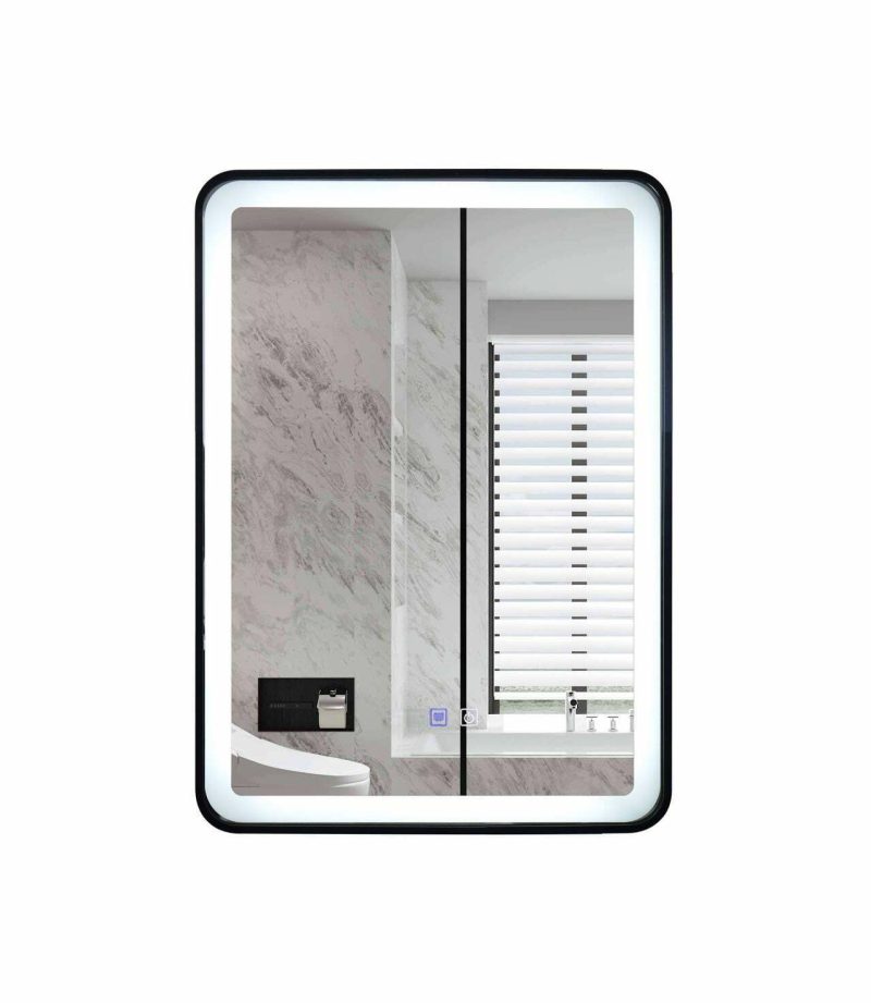 Oglinda Baie Cu Led, 50x70 Cm, Functie Dezaburire, Elit's ESN35, Rama Neagra