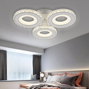 Lustra LED Cu Telecomanda, Elit's Cristal, 3Cercuri, Alb, 72W