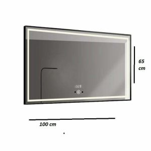 oglinda-led-dezaburire-si-ceas-e203120dimensiuni.jpg Oglinda Baie Led Cu Senzor De Miscare, 100x65cm, Rama Negru Mat, Led Touch , Elit's ESNJ31