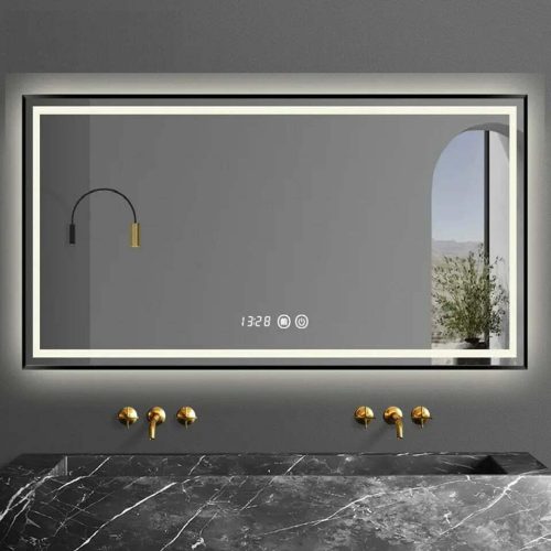 Oglinda LED și Touch cu Funcție de Dezaburire, Elit's, EsnJ42, 100x80cm, Rama Neagră