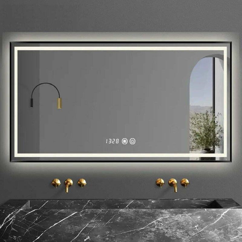 oglinda20esn2044-47.jpg Oglinda LED și Touch cu Funcție de Dezaburire, 120x80cm, Elit's, EsnJ47, Rama Neagră