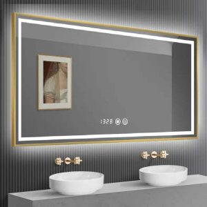 oglinda20esn42-45.jpg Oglinda Led Si Touch Cu Functie Dezaburire, Elit's, EsnJ44, 100X80cm, Rama Bronz Antichizata