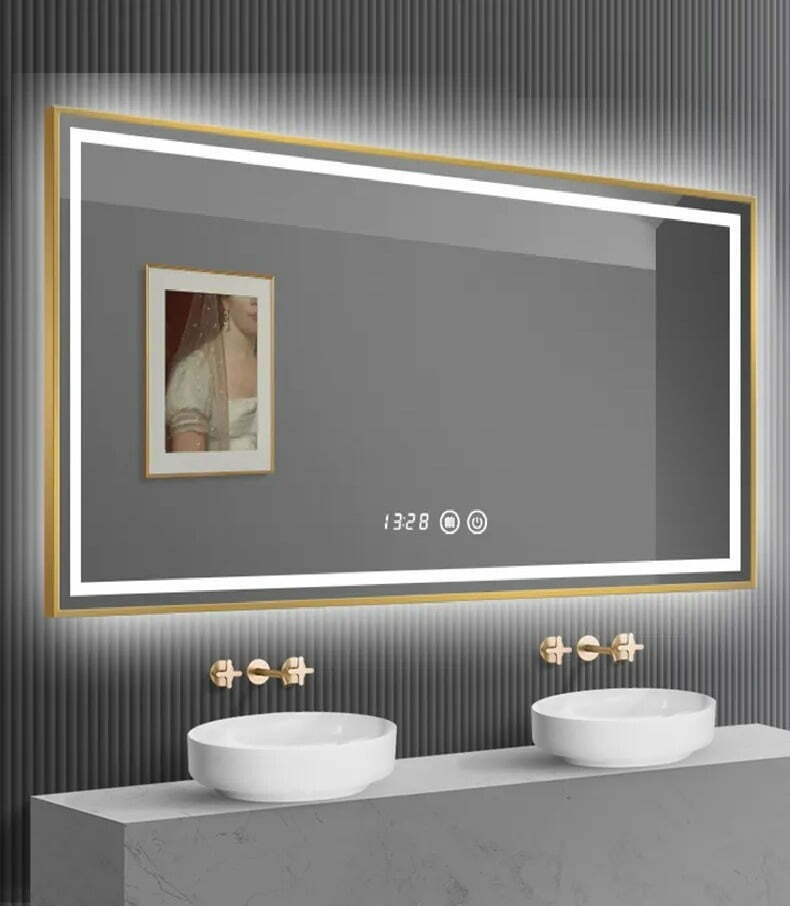 oglinda20esn42-45.jpg Oglinda Led Si Touch Cu Functie Dezaburire, Elit's, EsnJ44, 100X80cm, Rama Bronz Antichizata