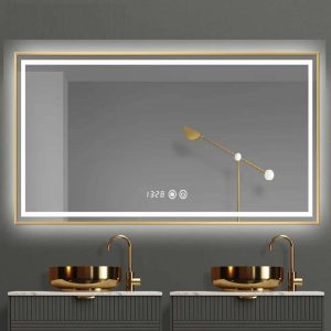 oglinda20esn42-45201.jpg Oglinda Led Si Touch Cu Functie Dezaburire, Elit's, EsnJ44, 100X80cm, Rama Bronz Antichizata