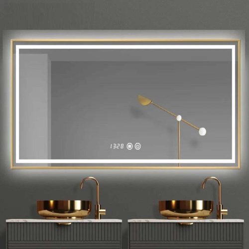Oglinda Led Si Touch Cu Functie Dezaburire, Elit's, EsnJ44, 100X80cm, Rama Bronz Antichizata