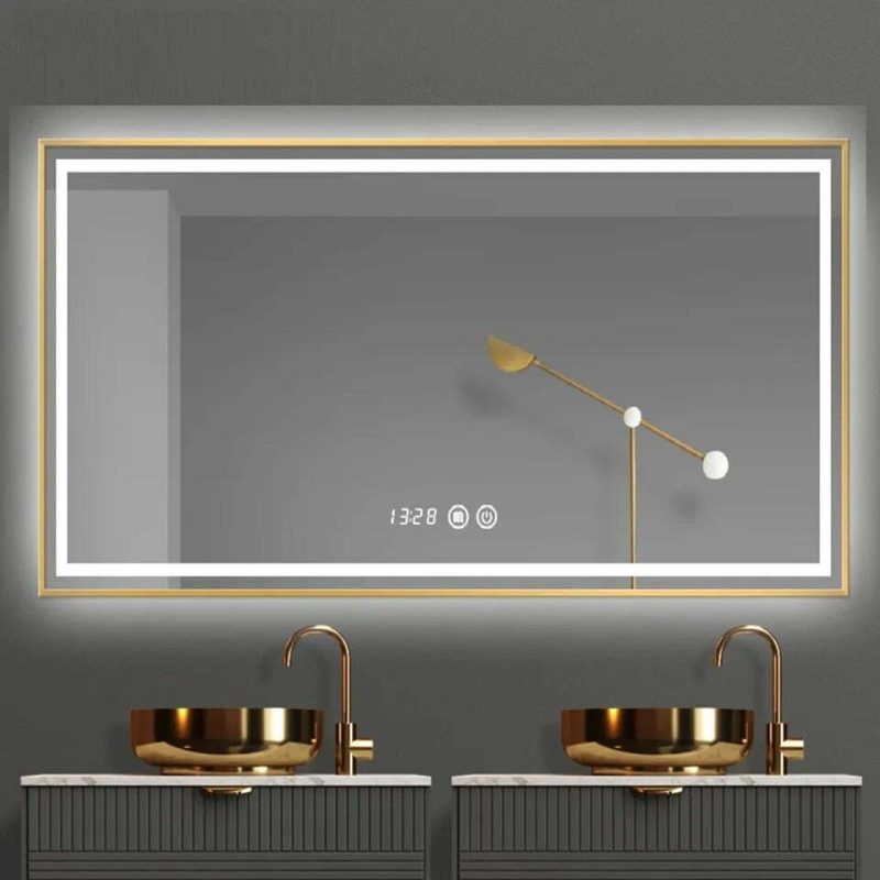 oglinda20esn42-45201.jpg Oglinda Led Si Touch Cu Functie Dezaburire, Elit's, EsnJ44, 100X80cm, Rama Bronz Antichizata