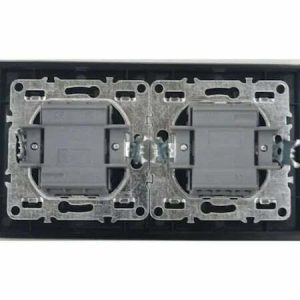 Priza dubla Elit'S,Rama sticla,16A/250v/IP20,Protectie copii,8010Fkb-2