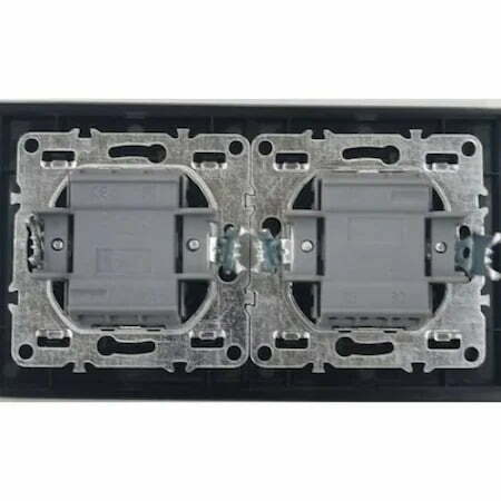Priza dubla Elit'S,Rama sticla,16A/250v/IP20,Protectie copii,8010Fkb-2