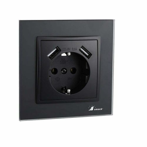 Priza Rama sticla Elit'S,2 X slot usb ,protectie ip20,SF8910FKB