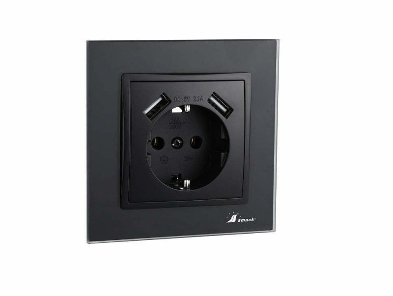 priza20n20simpla20usb.jpg Priza Rama sticla Elit'S,2 X slot usb ,protectie ip20,SF8910FKB