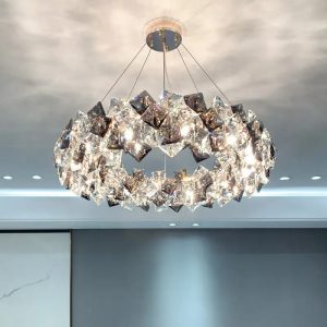 Candelabru Cristal, Elits EsnWL3 (1) Candelabru Cristal, Elit's EsnWL348-500, 6 X E14, Cromat, 50 cm