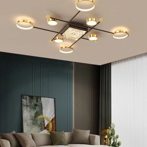 Lustra LED Cu Telecomanda, Elit's EsnL7821-5+4BK+GD, 168w