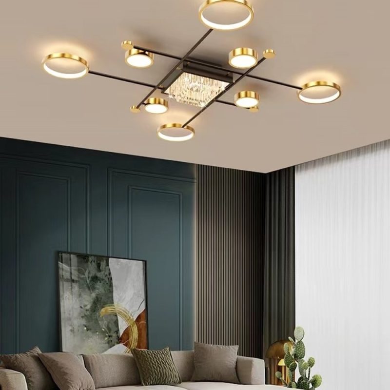Lustra LED Cu Telecomanda, Elit's EsnL7821-5+4BK+GD, 168w