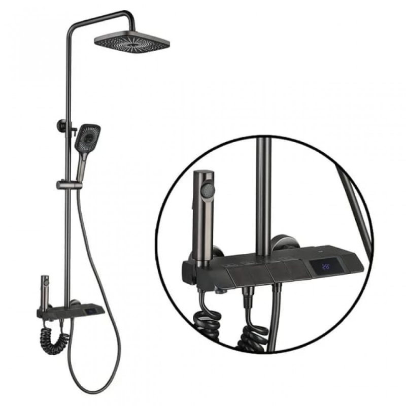 Coloana Dus ,Negru Mat,Afisaj Lcd Temperatura Apa ,Elit's , Esn05B