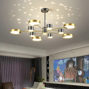Lustra LED Cu Telecomanda, Elit's, Lenora 11 Negru-Gold, 144w