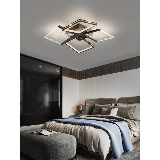 Lustra LED Cu Telecomanda, Elit's Raina, 116W, Negru-Gold