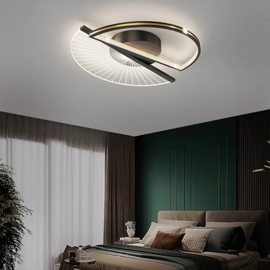 Lustra LED Cu Telecomanda, Elit's Raina, 56W, Negru-Gold