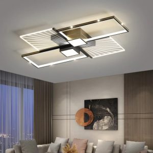 Lustra LED Cu Telecomanda, Elit's Raina, 160W, Negru-Gold