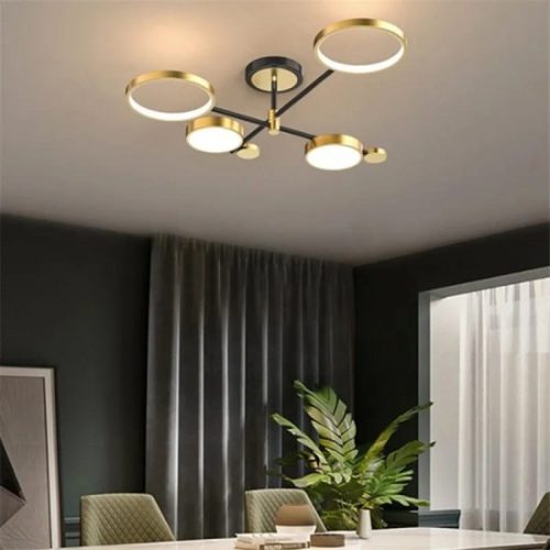 Lustra LED Cu Telecomanda, Elit's, Des 2-2 Negru-Gold, 68w