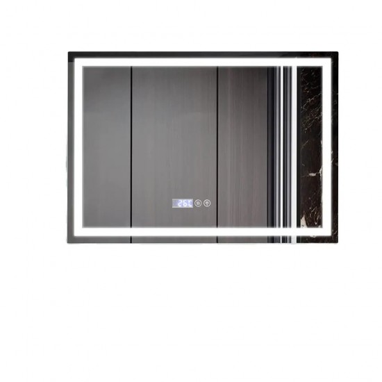 Oglinda Baie cu Led Elit's  dezaburire și ceas, ESNJ49, 80x65 cm