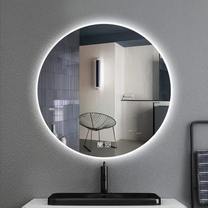 Oglindă Baie LED și Dezaburire Premium cu Senzor Touch, Lumina Rece, Caldă și Neutră,Elit's  60 cm, lumina ambientala spate