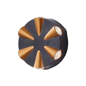 Aplica Exterior, Aluminiu, IP65, Lumina Neutra, 6W, Negru/Auriu