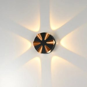 Aplica Exterior, Aluminiu, IP65, Lumina Neutra, 6W, Negru/Auriu
