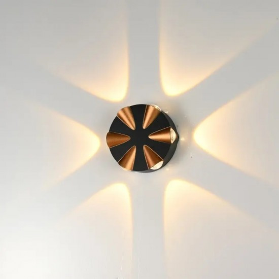 Aplica Exterior, Aluminiu, IP65, Lumina Neutra, 6W, Negru/Auriu