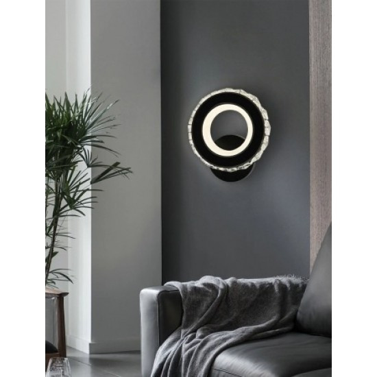 Aplica Led , Elit'S, Cristal Rotuda Neagra, 18W