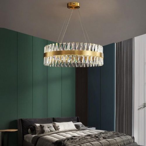 Candelabru cristal Led cu Telecomanda, Elit's, Ayala, 50W Gold