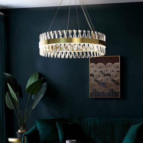 Candelabru cristal Led cu Telecomanda, Elit's, Ayala, 74W Gold