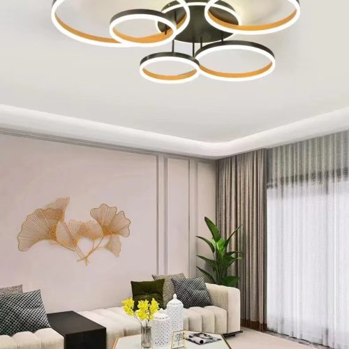 Lustra LED Cu Telecomanda, Elit's, EsnF6617-5, 260W, Gri/Portocaliu