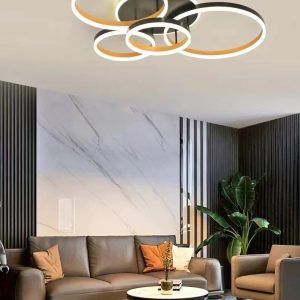 Lustra LED Cu Telecomanda, Elit's, F6617-4,240W, Gri/Portocaliu