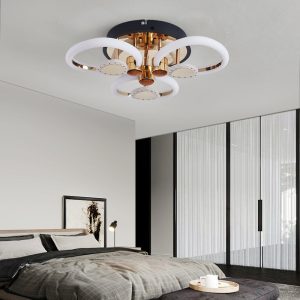 Lustra Led Cu Telecomanda, Elit's, Opal A, 84 w Intensitate Reglabila, RGB, Gold